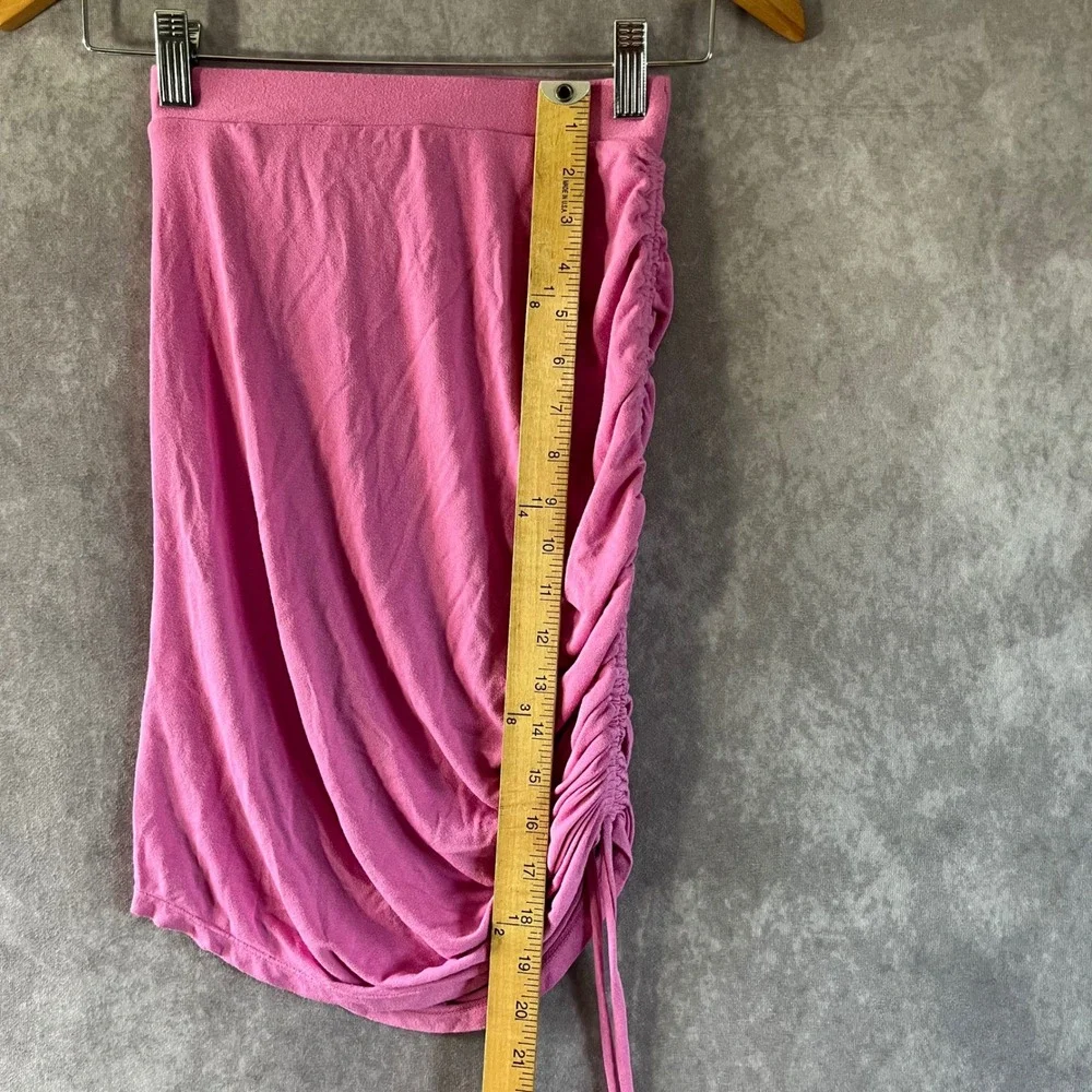 Free People 2 Piece Set Womens Medium Pink Ruched Skirt Shoulder Pad Crop Top